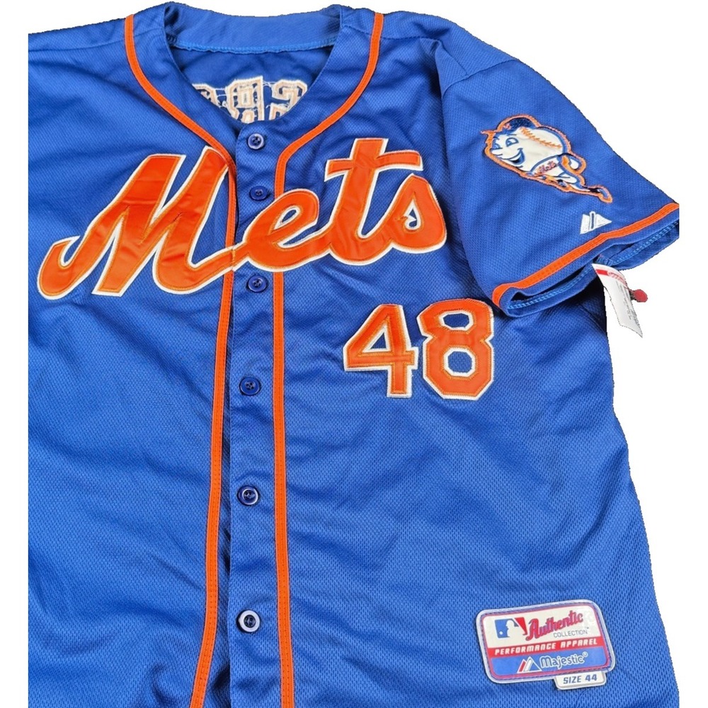 Majestic NY Mets Jacob deGrom 48 Authentic Cool Base Sewn Stitch Jersey Size 44